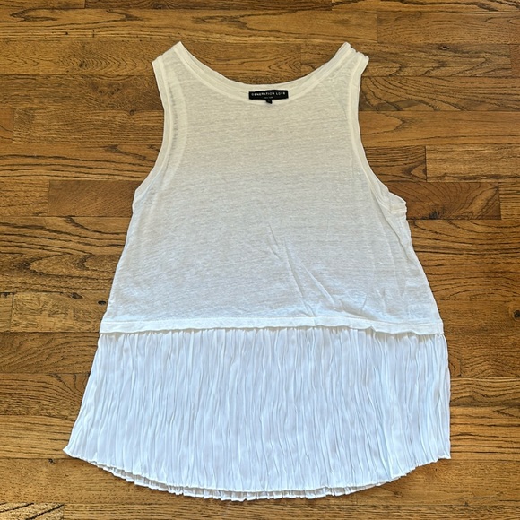 Generation Love Tops - Generation Love L white linen tank with polyester details
